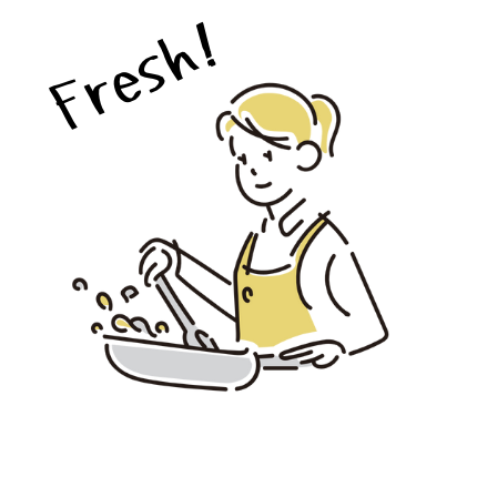 料理してる女性のイラスト
